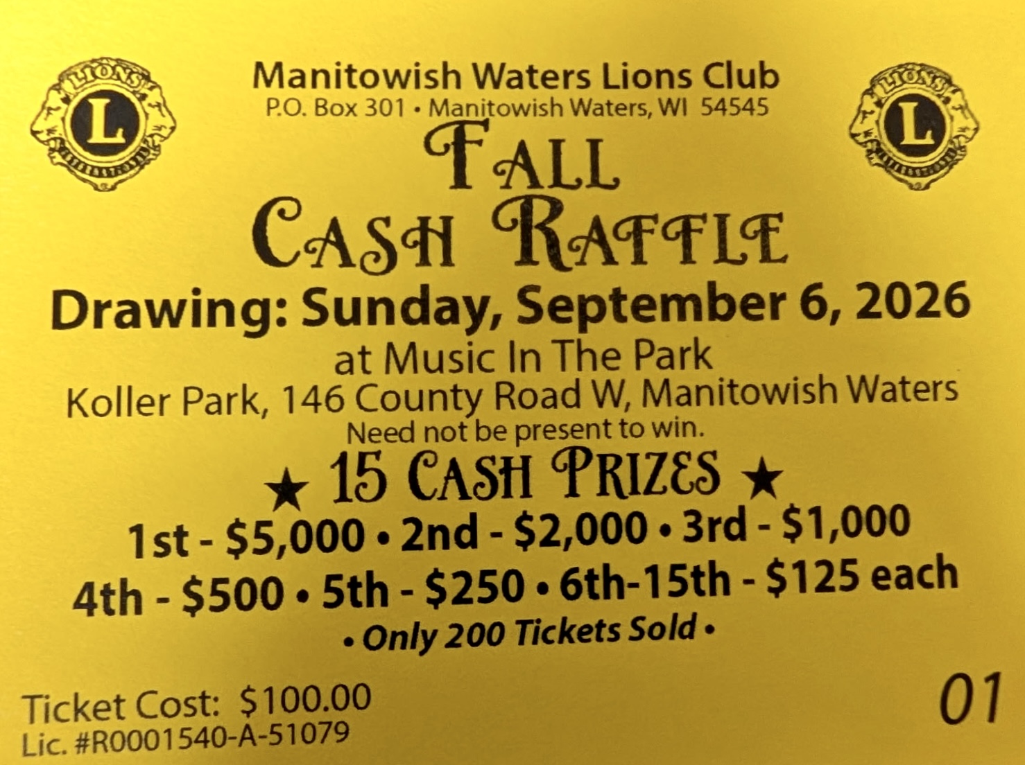 Lions 2026 Fall Raffle
